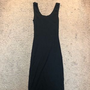 Simple black ribbed tank dress
